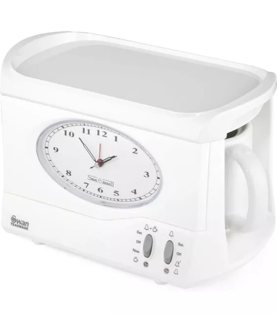Swan Vintage Teasmade Tea Maker Rapid Boil W/ Clock & Alarm 850W 600ml STM201N