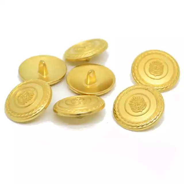 METAL COAT OF ARMS CREST SHANK BUTTONS GOLD 20mm