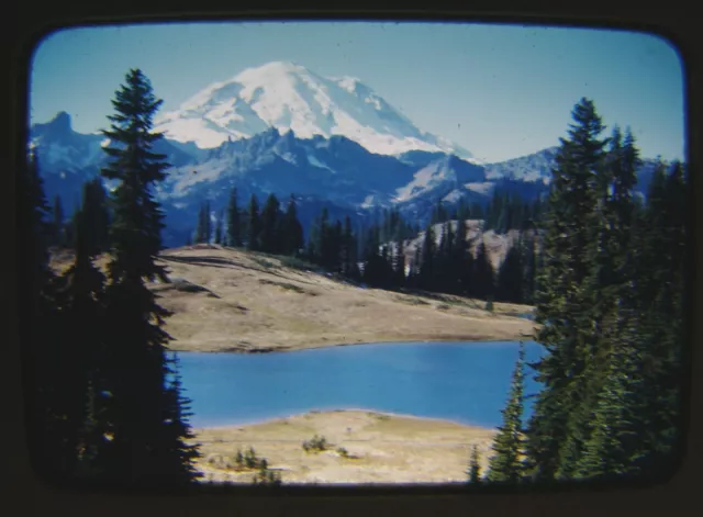 1949 Mt. Rainier From Chinook Pass 35mm Color Slide Photo WA mount old