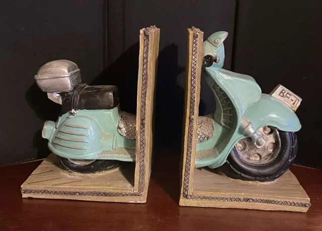 Cutest Turquoise Scooter Bookends