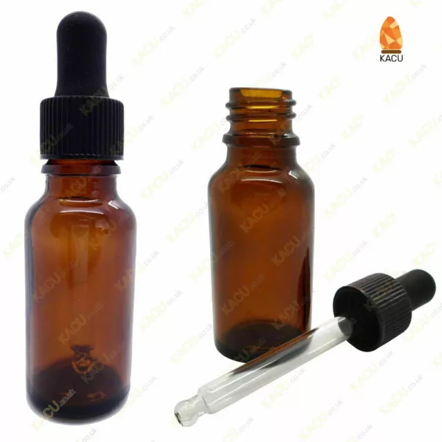 10ml 20ml or 30ml Amber Glass Pipette Dropper Oils Aromatherapy Eye Drops Bottle
