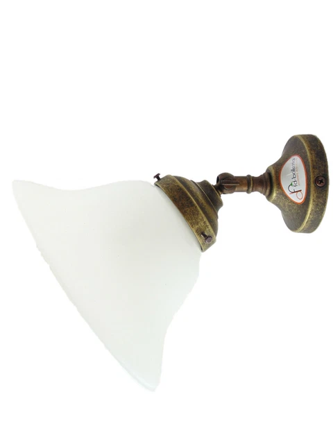 Applique ottone brunito,lampada illuminazione parete con vetro ministerale an40