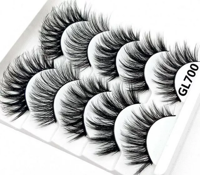 UK 5 Pairs 3D Fake Eyelashes Long Thick Natural False Eye Lashes Set Mink Makeup