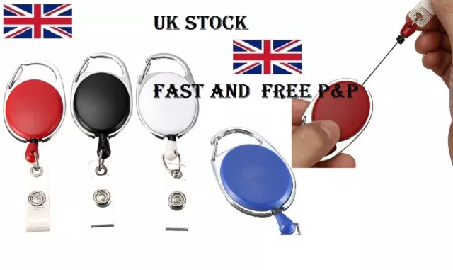 Retractable Pull Key Ring ID Badge Name Tag Cord Card Holder Recoil Reel Belt