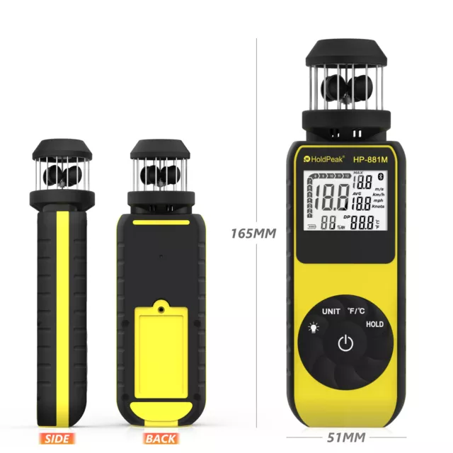 Digital Anemometer Wind Speed Meter Air Flow LCD Gauge Handheld 42m/s Compass 3