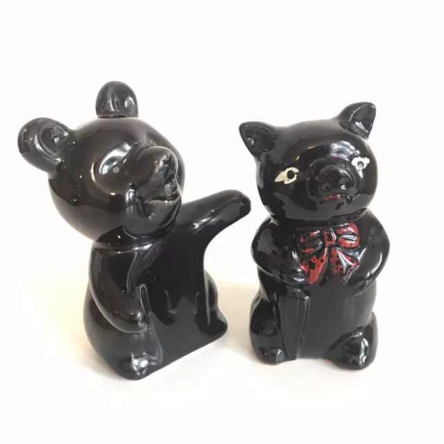 Vintage Salt And Pepper Pots Kitsch Pig And Bear  Anthropomorphic Figurines