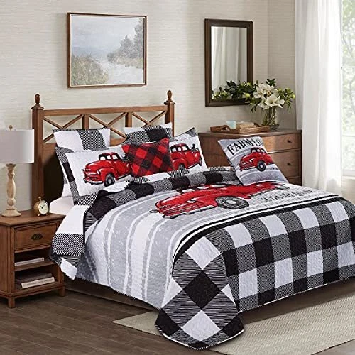 Virah Bella Cabin Quilt Bedding Set Rustic Americana Farmhouse with Pillow Shams