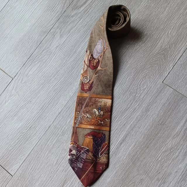 Polo Ralph Lauren Mens Silk Tie Equestrian Sportsman Hunting VTG Hand Made USA