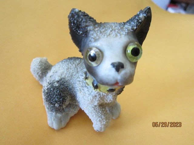 Black & White Popcorn Sugar Spaghetti spotted Dog Animal figurine Vintage Japan