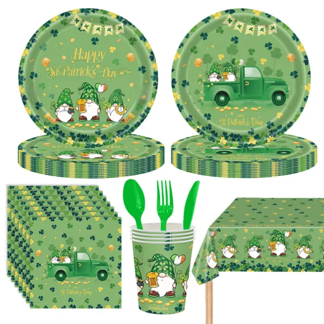 St Patrick's Day Festivess Celebration Utensilse; Includes Dinner Plates, Cups