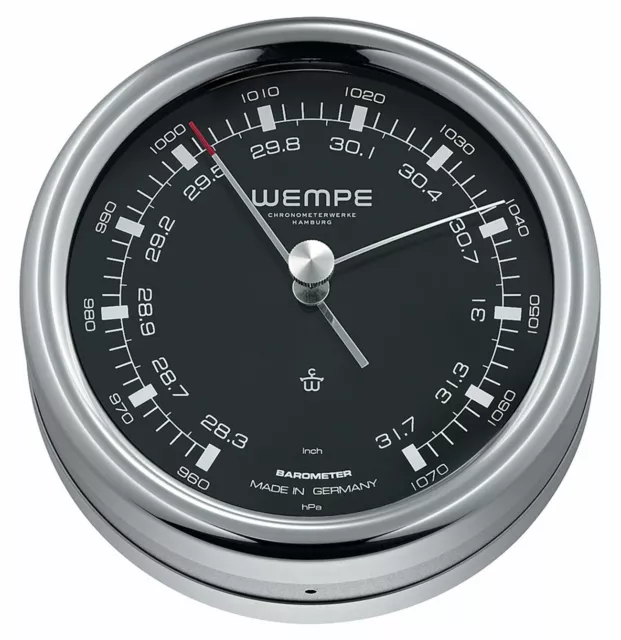 Wempe Chronometer Edelstahl Barometer Pilot III Ø100mm Druckmesser Schweremesser