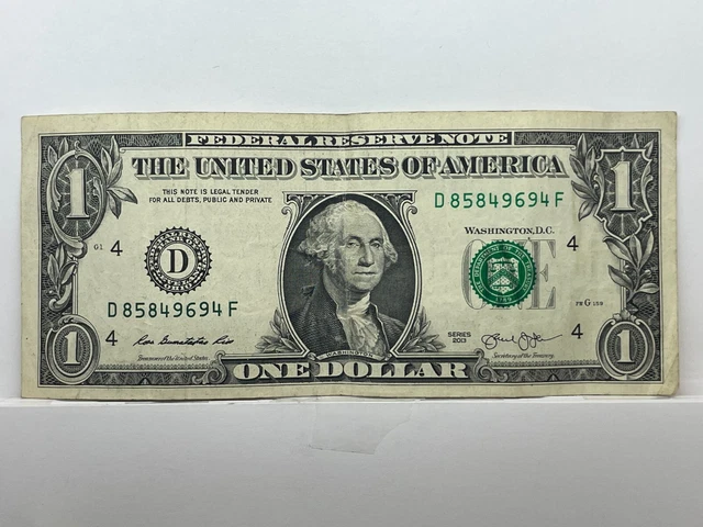 Jet Black Ink Well Contamination Error One Dollar Bill 2013 Federal Reserve Note 3