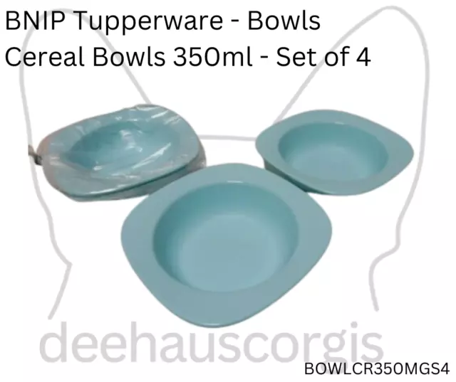 Tupperware Cereal/Salad Bowls Butterfly Tabs& Lids Blue #2415