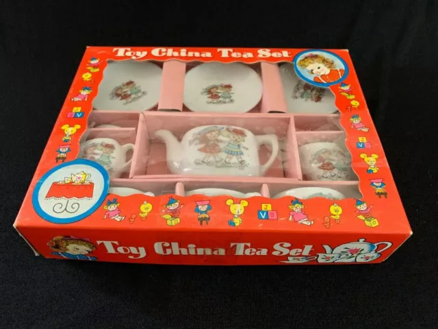 Vintage Toy China Tea Party Set Made in Japan Cute Dolls Girls Cup Saucers