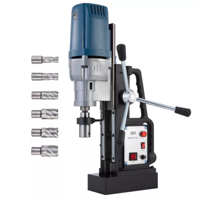 1550W Compact Magnetic Drill Press w/6 Core Drill Bits 2 Inch Boring Diameter