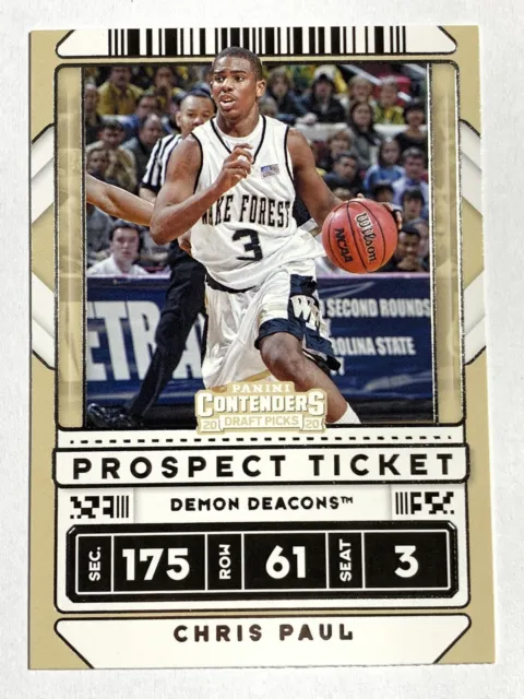 Chris Paul 2020-21 Panini Contenders Game Ticket #38 Prospect Ticket wake forest