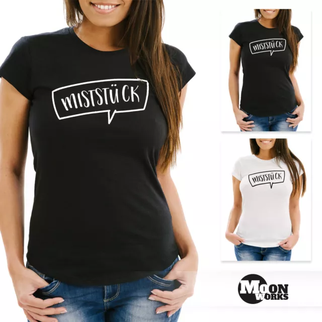 witziges Damen T-Shirt Miststück Sprüche Shirt mit Spruch Slim Fit Moonworks®