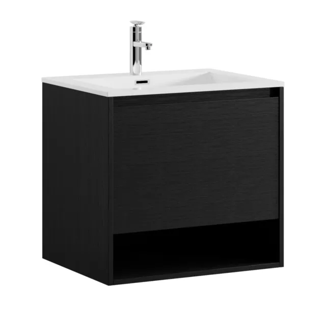 Mobile da bagno Genua 60 cm - Badplaats - Legno nero - Mobile con lavabo