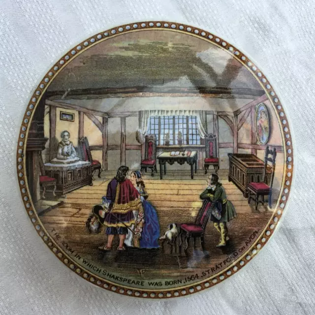 Prattware 'Room in which Shakspeare was born' pot lid pratt ware Shakespeare