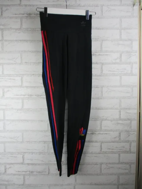 Adidas tights womens black red pink blue stripe 8 activewear workout