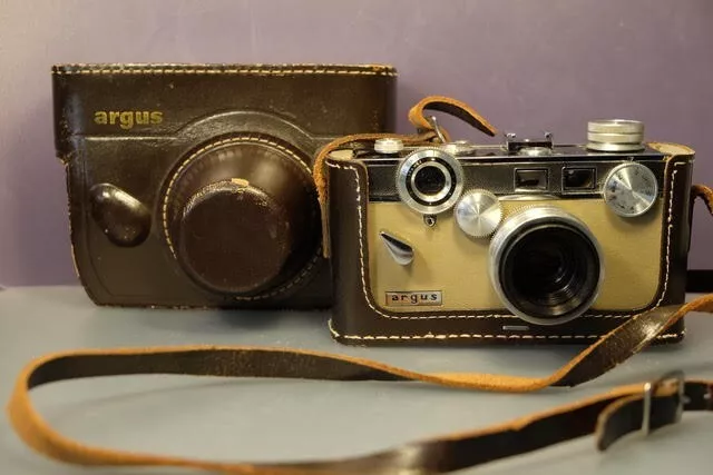 Argus c3 Matchmatic 35mm Rangefinder attached 50mm Lens with Leather Case