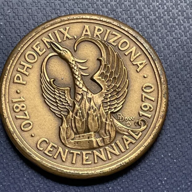 1970 PHOENIX ARIZONA CENTENNIAL MEDAL COIN TOKEN BIRD IRRIGATION SYSTEM-Vintage! 1970 PHOENIX ARIZONA CENTENNIAL MEDAL COIN TOKEN BIRD IRRIGATION SYSTEM-Vintage!