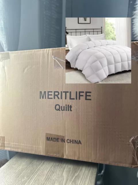 MERITLIFE Comforter Queen Size All Season Goose Down Comforter Duvet Insert Whit