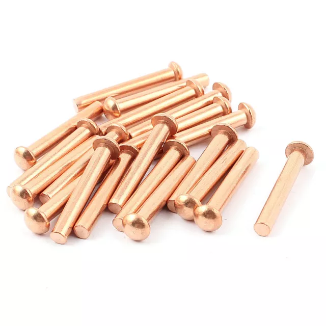 20pcs 3/16" Dia 1 3/8" L Tige Tête ronde Cuivre solide rivets Attaches