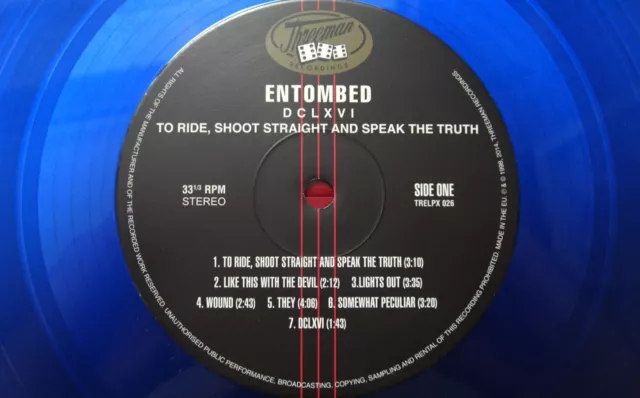 ENTOMBED - DCLXVI TO RIDE SHOOT STRAIGHT AND SPEAK THE TRUTH Blue 180g Vinyl 2LP 5