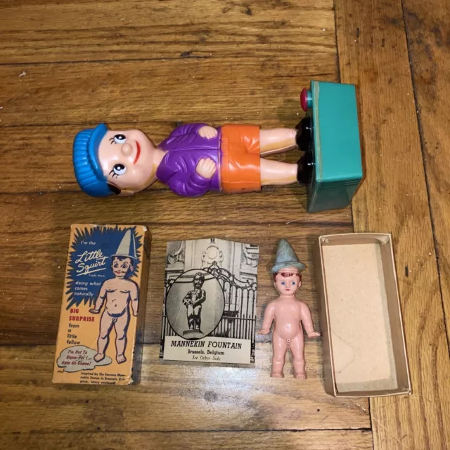Vintage Adult Novelty I’m Little Squirt Doll Box + Bonus Mannekin Fountain Boy