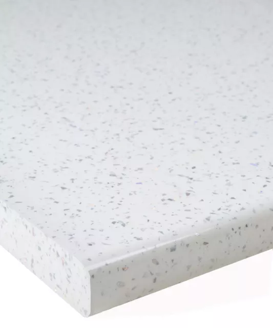 White Sparkle Gloss 38mm Strass Blanc Kitchen Laminate Worktop - Cut to Size