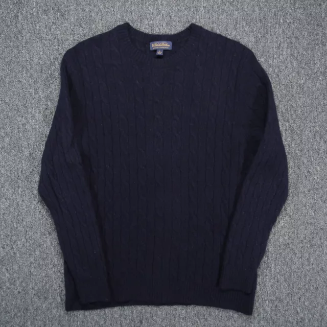 Brooks Brothers Sweater Mens Medium Blue Scottish Lambs Wool Cable Knit