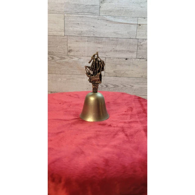 Vintage Brass Sailboat Bell great detail and patina has clacker 4" Video of tone