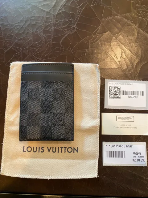 Louis Vuitton DAMIER GRAPHITE Pince card holder with bill clip (N60246)