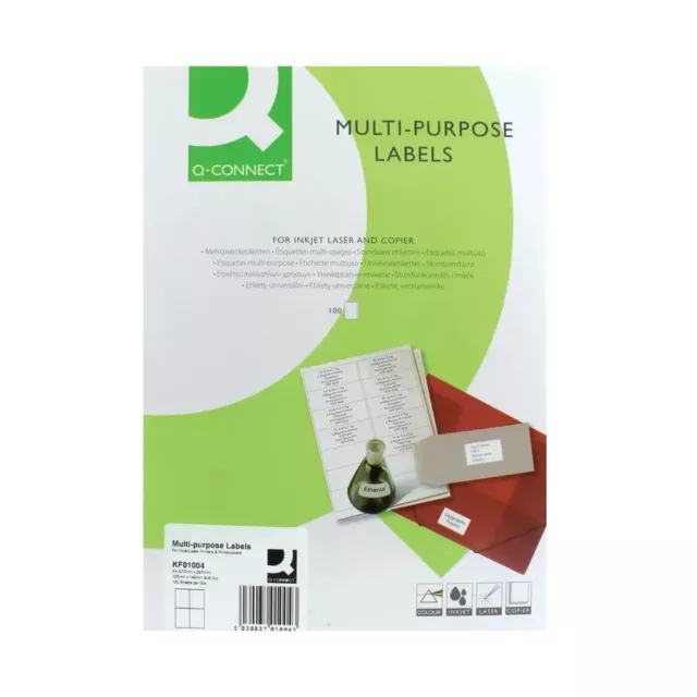 4 Per Sheet Multipurpose White Label Q-Connect x 100 sheets KF01004