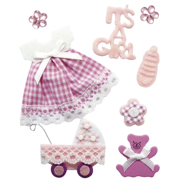 Deko Sticker Basteln Kleben Streuteile Dekorieren Tischdeko Baby Geburt Mädchen