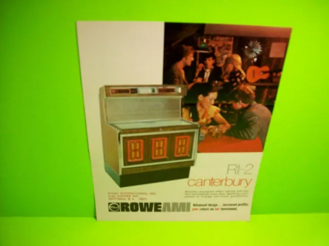 Rowe AMI RI-2 CANTERBURY Original 1977 Phonograph Music Jukebox Promo Flyer