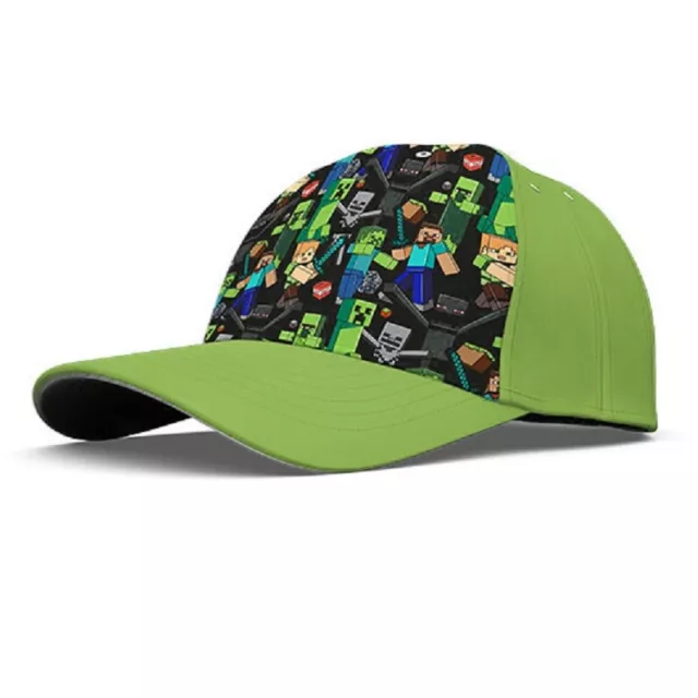 Minecraft Team Cappello con visiera Baseball Bambini Ragazzi  3 - 8anni Verde Ch