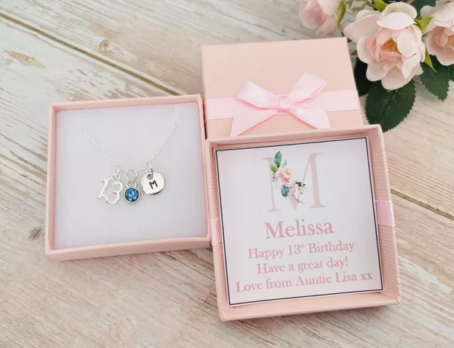 Personalised BIRTHDAY Gifts NECKLACE with Age Initial Birthstone - Gift for Her