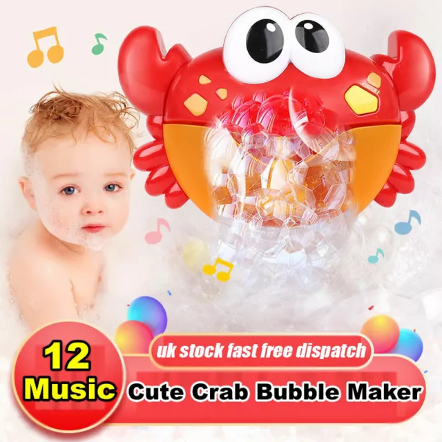 Electric Baby Bath Toys Bubble Maker Machine 12 Songs Musical Crab Shower Toy UK