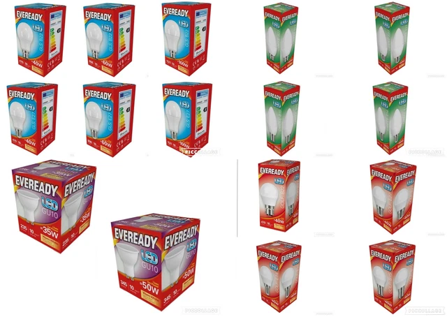 Eveready LED GLS Candle Golf GU10 Bulb B22 E27 E14 B15 Warm White Light