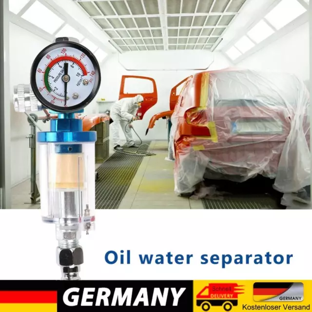 Spray Gun Mini Air Pressure Regulator Gauge + In-Line Water Trap Filter 0-140PSI