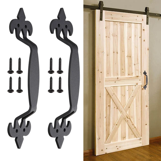 2x 11" Sliding Barn Door Handle Vintage Cast Iron Pull Gate Cabinet Matte Black