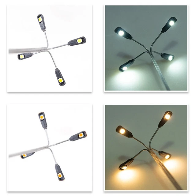 ZYWUOY – Lot De 10 Lampadaires LED Pour Modélisme Ferroviaire échelle OO/HO – 3 V, Câble 25 Cm – Décoration Miniature