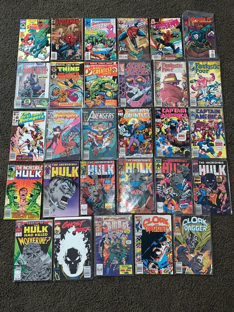 Vtg 80s 90s Marvel Comics Hulk Spider-Man Fantastic Four Avengers Capt Lot Of 29