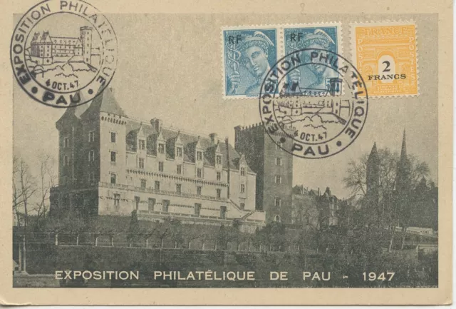 Carte Postale Exposition Philatelique De Pau 1947