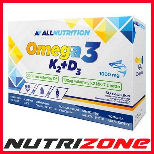 ALLNUTRITION OMEGA 3 K2+D3 Fish Oil EPA DHA Heart Bones Teeth Health