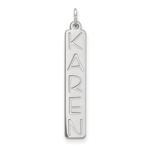 10K White Gold Large Vertical Personalized Bar Charm Pendant