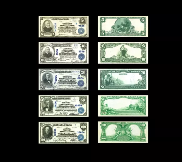 Reproduction $1 1902 Los Angeles full set Federal USA dollars American banknote