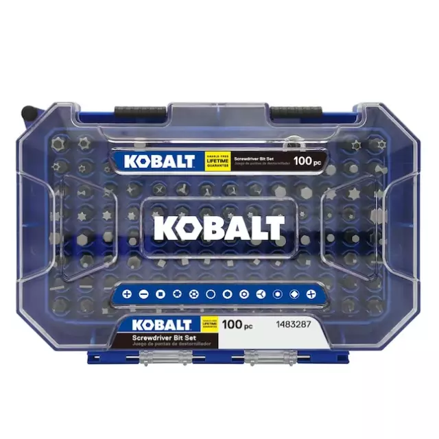 Kobalt Screwdriver Bit Set 1-in Steel Hex Shank 100-Piece Hard Case New